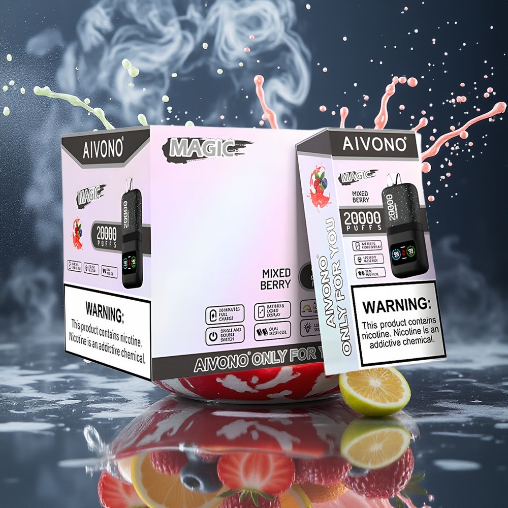 Aivono AIM MAGIC 20000 Puffs | 26ml E-liquid | Dual Mesh Coils | LCD display | Type-C | 10 Smaker | grossister Sverige
